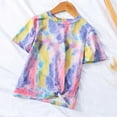 thumbnail image 2 of tarylea Baby Clothes Toddler Boys Girls Tie Dye Cotton Top Short Sleeve Shirts Crewneck Knot Front T Shirts Loose Fitted Tees, 2 of 8