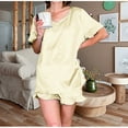 thumbnail image 2 of yievot Womens Silk Satin Pajama Set Short Sleeve Shirt with Shorts Two-piece Pjs Sets Soft Sleepwear Loungewear Nightwear, 2 of 7