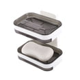 thumbnail image 5 of Unique Bargains 1 Pc Wall Mounted Soap Dish Double Layer Gray Soap Dish for Bathroom Kitchen 4.96"x3.39"x6.22" Gray, 5 of 6