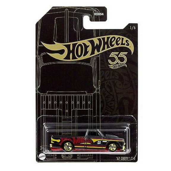 Hot Wheels Die-Cast Collectible Vehicle - 55th Anniversary Black and Gold Edition ~ Inspired by '67 Chevy C10 Pickup ~ 1/6