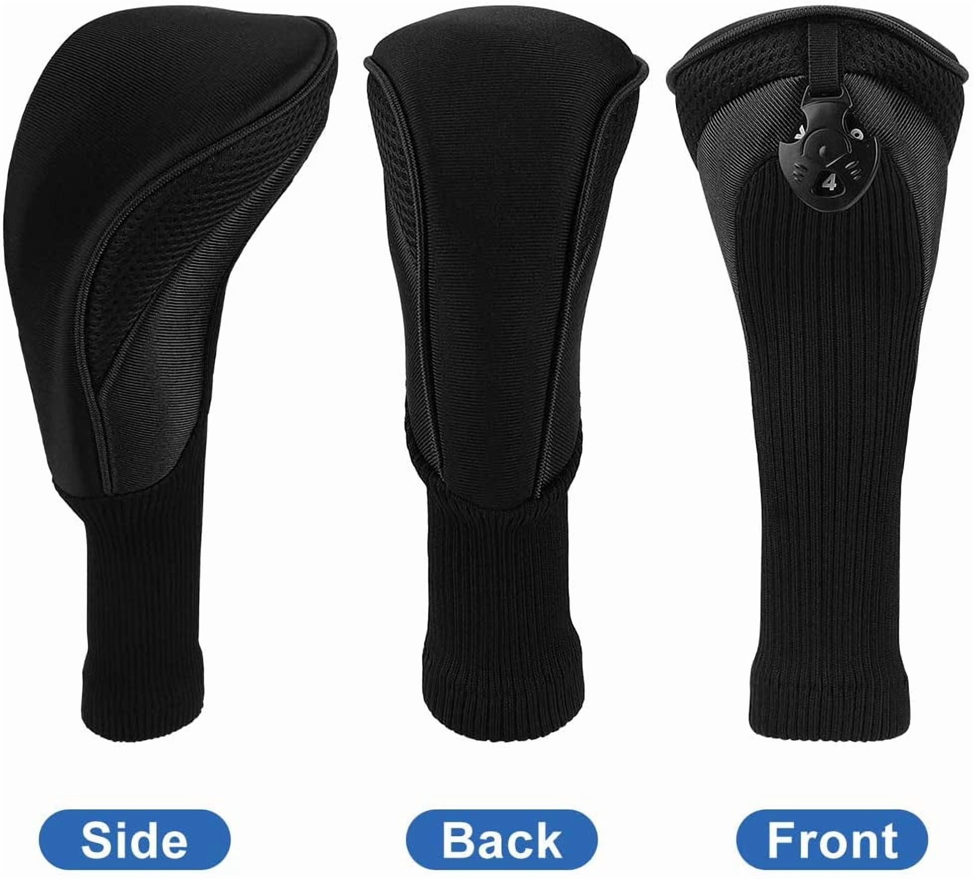 Golf Club Head Covers for Fairway Woods Driver Hybrids, 3Pcs Long Neck Mesh Golf Club Headcovers Set with Interchangeable No. Tags 3 4 5 6 7 X