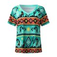 thumbnail image 4 of Blusa de manga corta con cuello en V para mujer a la moda, blusa holgada con estampado Retro étnico Fridja  bn7166, 4 of 5