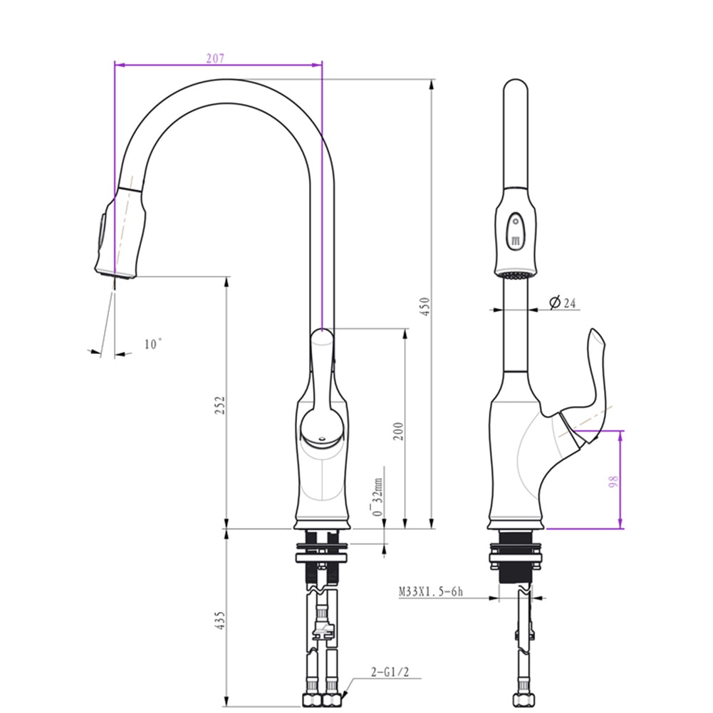 Kepooman Pull-Down Kitchen Sink Faucet, Mixer Tap Matte with Spray Head, Silver Kepooman Pull-Down Kitchen Sink Faucet, Mixer Tap Matte with Spray Head, Silver