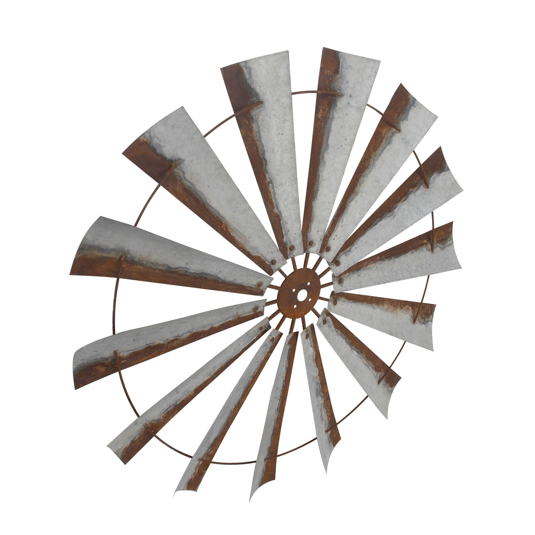 DecMode Gray Metal Indoor Outdoor Windmill Wall Decor