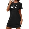 thumbnail image 2 of Sakmal Moo Moo Nightgown for Women Lightweight Short Black Sleepwear Short Sleeve Print Nightgowns for Women, 2 of 5