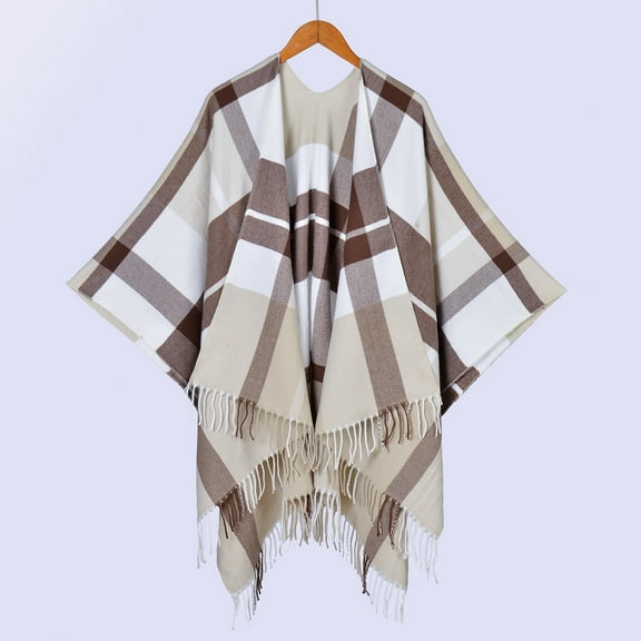 Fewfanhot Unisex Printed Tassel Open front Poncho Cape Cardigan Wrap Shawl for Daily Wear and Specail Occasion