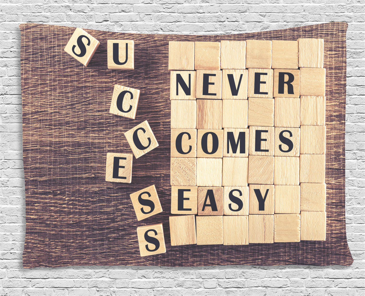 Inspirational Tapestry, Success Never Comes Easy Quote on Scribble Zen Lifestyle Saying Print