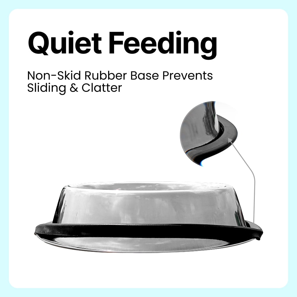 PetYupp Non Skid Rubber Base Stainless Steel Dog Bowl 32 oz