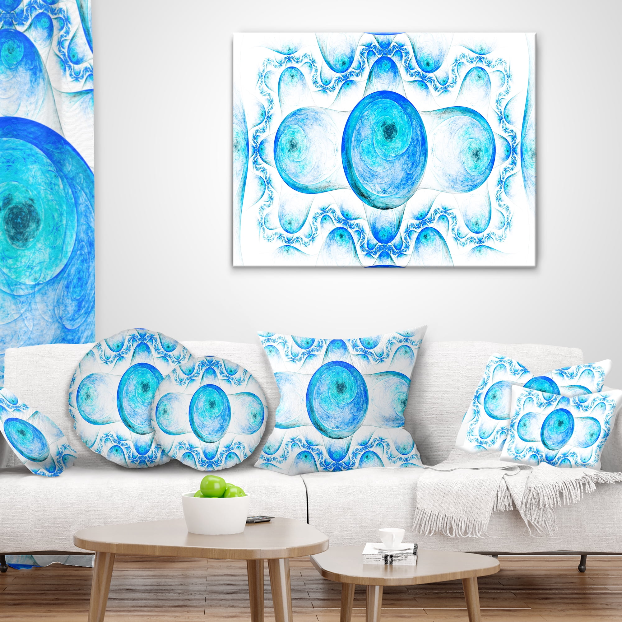 Designart Blue Exotic Fractal Pattern - Abstract Throw Pillow - 16x16