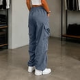thumbnail image 5 of LUVDA Cargo Pants for Women High Waist Drawstring Wide Leg Joggers with Pockets and Adjustable Cuffs, 5 of 6
