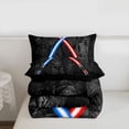 thumbnail image 4 of Lightsaber Comforter Set King Size 3D Neon Blue Red Bedding Set Geometric Sun Moon Round Quilt Set Teens Room Decor Fashion Vintage Stone Wall Duvet Insert,Black, 4 of 7