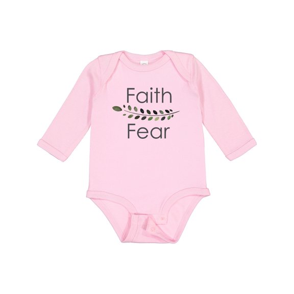 Inktastic Faith Over Fear with Laurels Boys or Girls Long Sleeve Baby Bodysuit