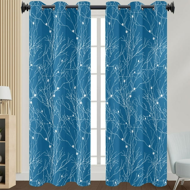 Innerwin Curtain Floral Window Drape Blackout Eyelet Top Panel Grommet Modern Home Decor Light Filtering Style 9 W:52"x H:85"