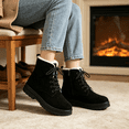 thumbnail image 4 of Bnwani Womens Boots,Winter Boots,Non-slip,Round Toe,Lace-Up,Warm,Black,40(US:7.5), 4 of 7