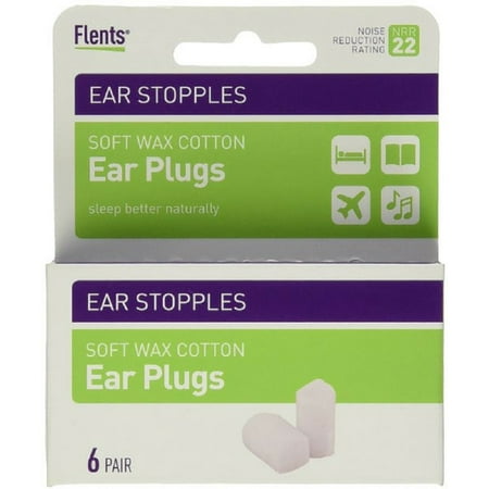 Flents Flents Ear Stopples Soft Wax-Cotton Ear Plugs, 6 ea