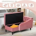 thumbnail image 4 of ACMEASE Velvet Lounge Chair with Storage Button Tufted Right Armrest Lumbar Pillow, Pink, 4 of 7