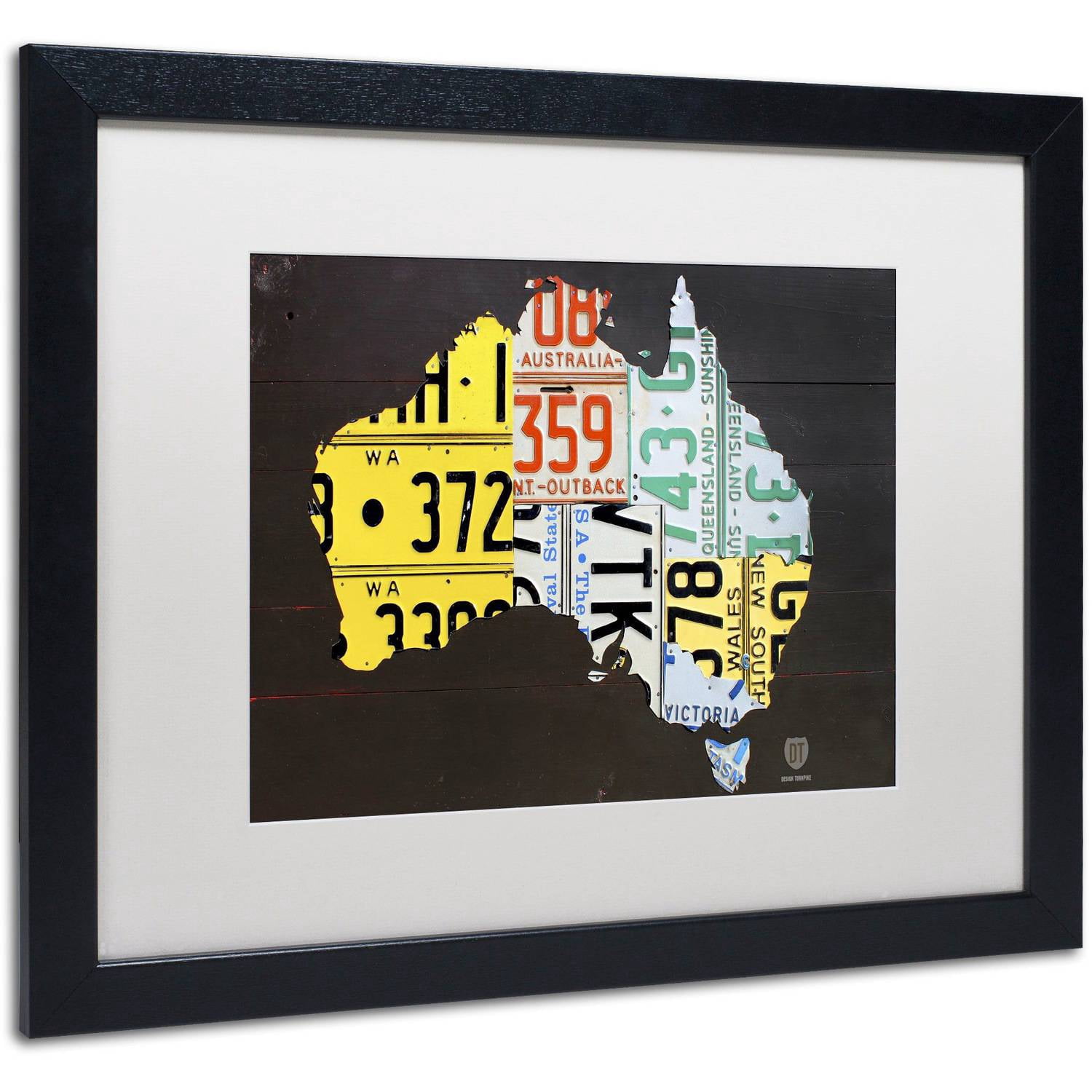 Trademark Fine Art 'Australia License Plate Map' Canvas Art by Design Turnpike, White Matte, Black Frame