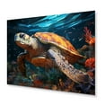 thumbnail image 2 of Designart "Geometric Aquatic Turtle Wanderer II" Animals Metal Art Print, 2 of 5