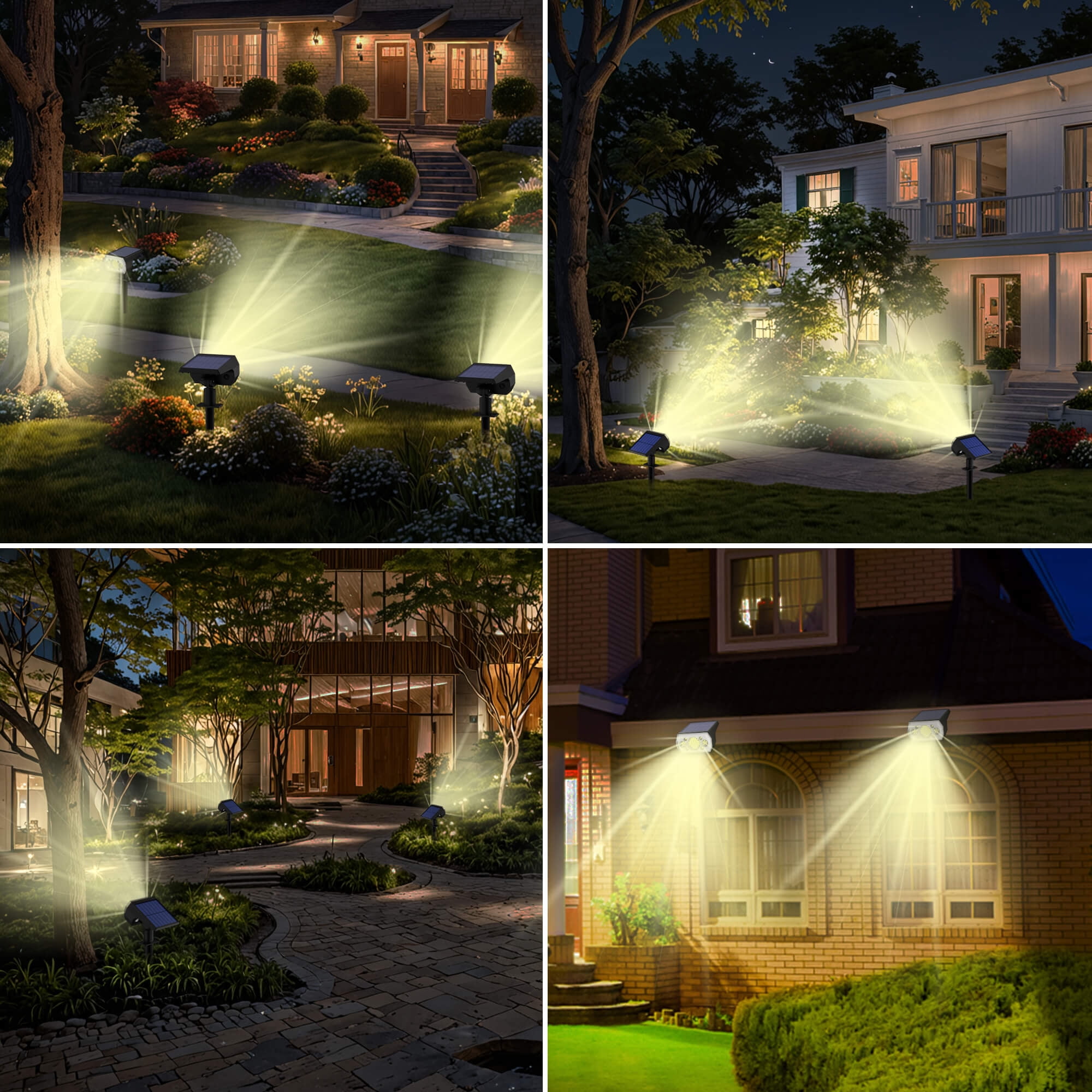 CHARKEE Solar Spot Lights Outdoor,3 Lighting Modes/64 LED Solar Powered Spotlights for The Garden Tree Wall Yard Decor