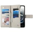 thumbnail image 3 of For Samsung Galaxy S24+ 5G / S25+ 5G 6.7" Splicing Multi Card Slots/Pocket Zipper Wallet Strong Magnetic Attachment/Closure,  PU Leather Flip Wallet Case With Hanging Rope,White, 3 of 6