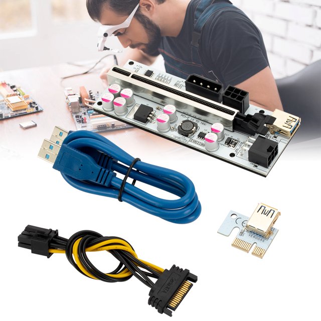 Ver010-X Pci-E Mining Extender Cable Riser Sata+6Pin+4Pin Riser Card seitruly EL016329-00