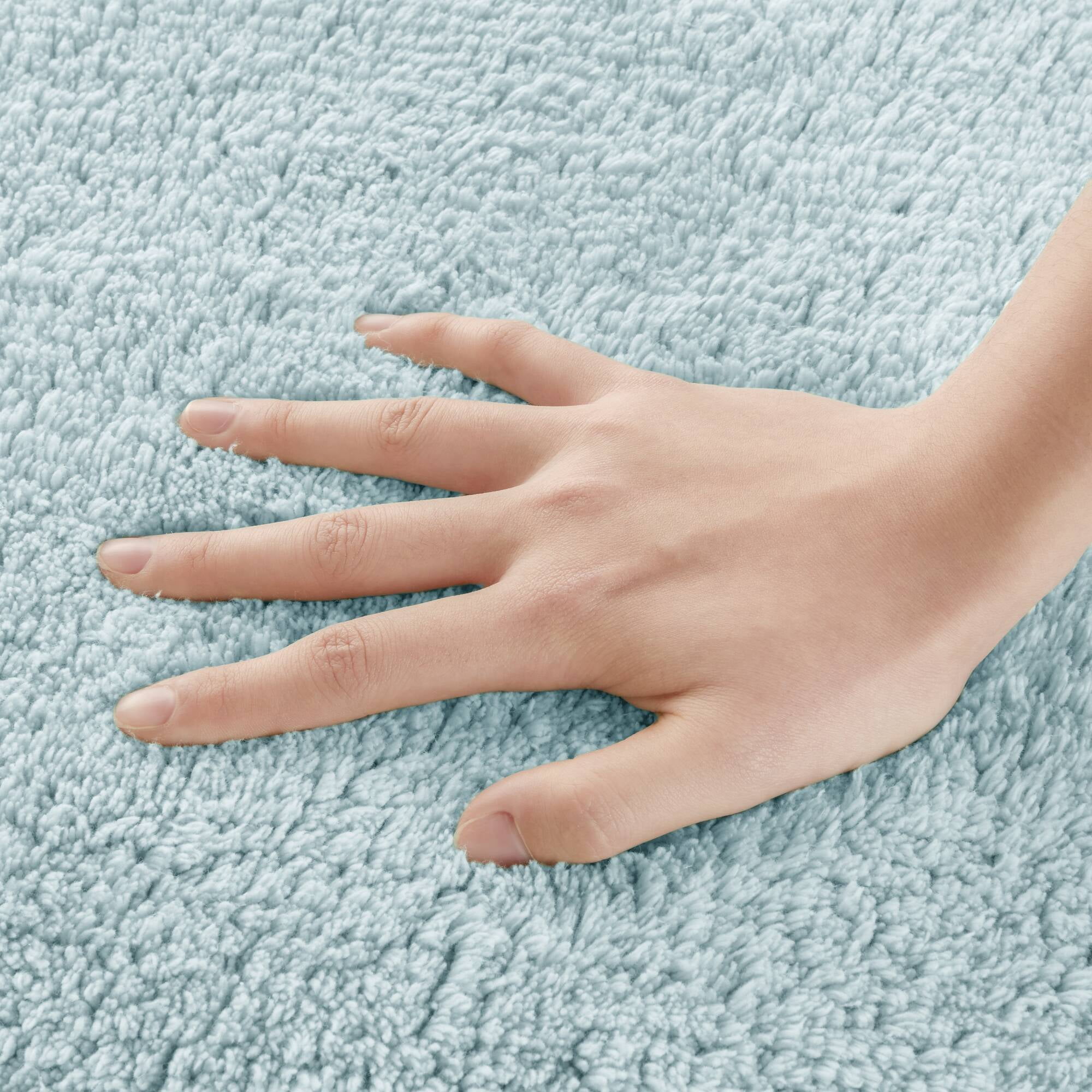 100% Cotton Tufted 3000 GSM Reversible Bath Rug 17x24" Blue Ultra Plush Dense Machine Washable Bathroom Rug