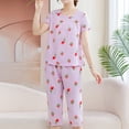 thumbnail image 4 of Ensembles de Pyjama pour Femmes, Shorts pour Femmes, Blouse Décontractée à Imprimé pour Femmes à Col Rond et Manches Courtes, Ensemble de Pyjama Mode avec Short, Pyjamas pour Femmes, Blouses pour Femmes, 4 of 8