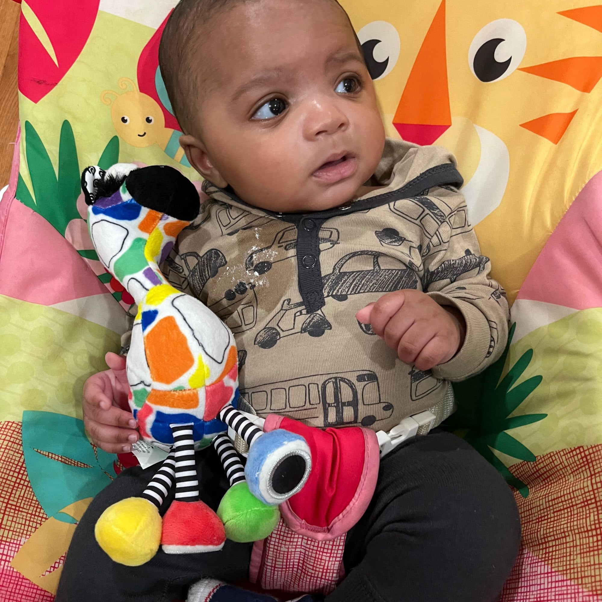 Inklings Baby Plush Chime & See Attachable Hanging Activity Toy Jaffy The Fringe Footed Giraffe Gender Neutral Funky Fun Sensory Gift