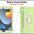 thumbnail image 6 of Hard Back Cover Case for Apple 10.2-inch iPad 9th/8th/7th Generation (2021/2020/2019) - Portable Case with Rotating View Kickstand & Shoulder/Hand Strap,  Shockproof Sturdy Rugged Cover, Green+White, 6 of 8