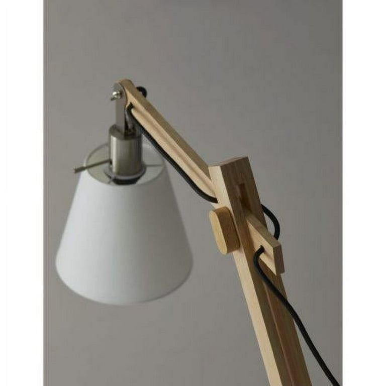 Natural Wood Floor Lamp With Adjustable Hinged Arm Natural Wood Floor Lamp With Adjustable Hinged Arm