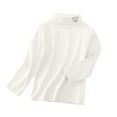 thumbnail image 4 of Povozer Toddler Baby Girls Basic Solid Color Turtleneck Ribbed T-Shirt Top(White,4-5Y), 4 of 4