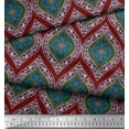 thumbnail image 2 of Soimoi Red Viscose Chiffon Fabric Seamless Damask Decor Fabric Printed Yard 42 Inch Wide, 2 of 3
