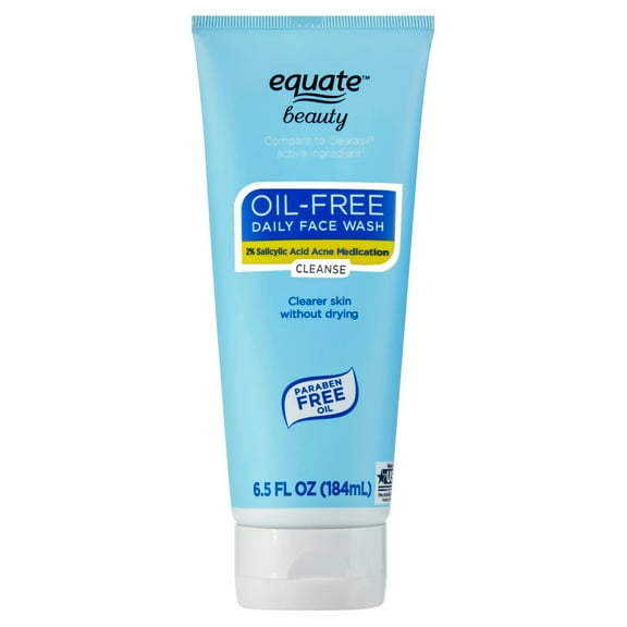 Equate Oil-Free Daily Face Wash with 2% Salicylic Acid for Acne Care, 6.5 fl oz, Compare t o Clearasil® Active Ingredient