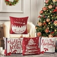 thumbnail image 6 of 4 Pcs Throw Pillow Cases, 18x18 inch Square Christmas Tree Santa Print Throw Pillow Covers, 6 of 9