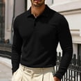 thumbnail image 2 of Breeze Polo Shirts for Men Long Sleeve Belly Collared Textured Shirt | Stretchy quick dry golf casual cool tops, button down wearbreeze mens polo Black 6XL, 2 of 6