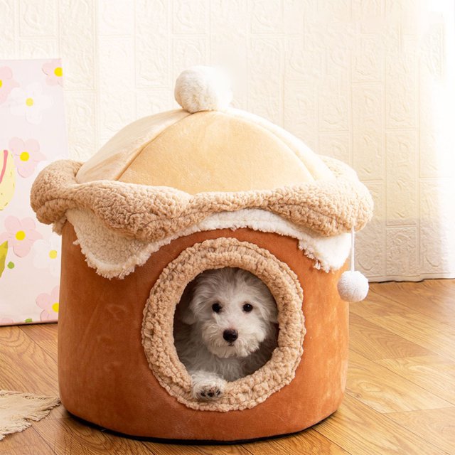Casa para gatos con helado, cama para gatos con suficiente espacio interior para cachorros y gatitos, extra suave, lavable y antideslizante.