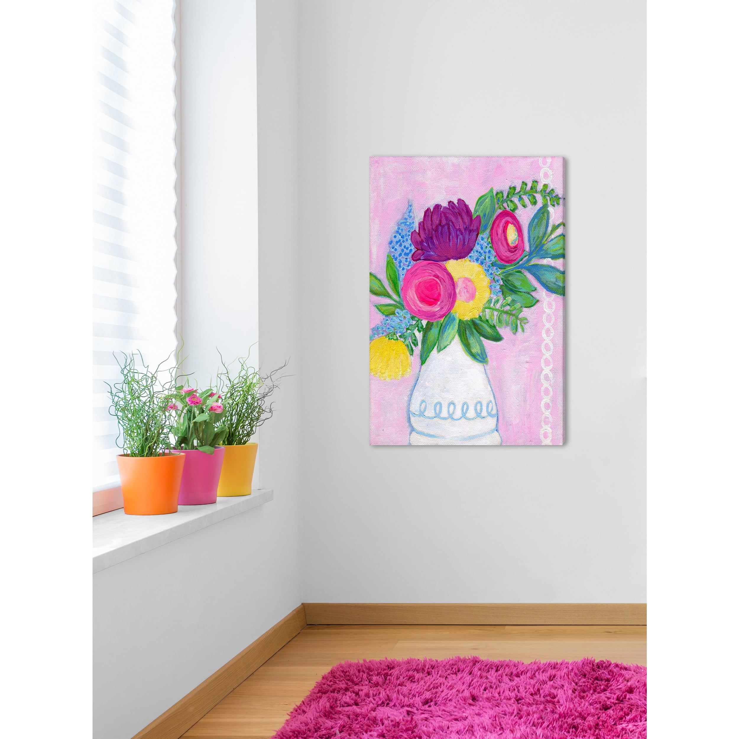 Marmont Hill "Flowers in Vase" by Jill Lambert Painting Print on Wrapped Canvas