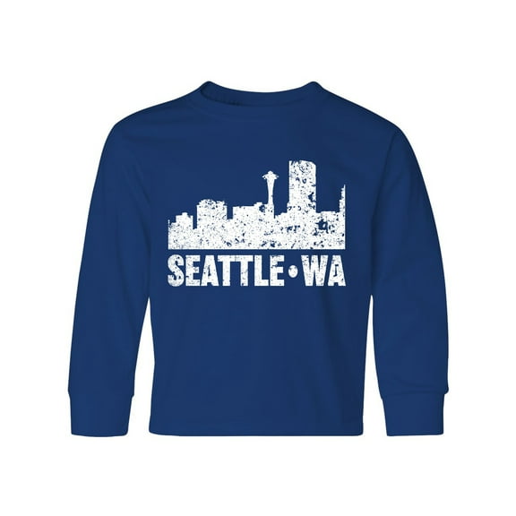 Inktastic Seattle Skyline Grunge Long Sleeve Youth T-Shirt
