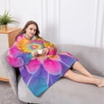 thumbnail image 5 of Oversized Wearable Blanket Hoodie,Rainbow Tie Dye Floral Pattern Sherpa Blanket Hoodie with Super Pockets,Super Warm Fuzzy Pullover for Women & Men, 5 of 6