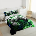 thumbnail image 3 of Feelyou 3D Green Gamepad Bedding Comforter Set for Kids, Artwork Fashion Honeycomb Twin Comforter Sets, Video Gaming Controller Reversible Bedding Set, Luxury Bedroom Decor, 2pcs, 3 of 8