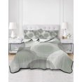 thumbnail image 2 of Twin XL Quilt Bedding Set, Grey White Ombre Circle Reversible Summer Quilt 3 Pieces, Modern Abstract Art Green Lightweight Bedspreads Coverlets with 2 Pillow Shams for All Seasons, 2 of 5