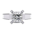 thumbnail image 2 of Solitaire Style Engagement Rings for Women | 6.5MM Princess Cut Lab Created Moisaanite 4-Prong Promise Rings in 14K White Gold over Sterling Silver Jewelry Gift for Her, Ring Size 6, 2 of 6
