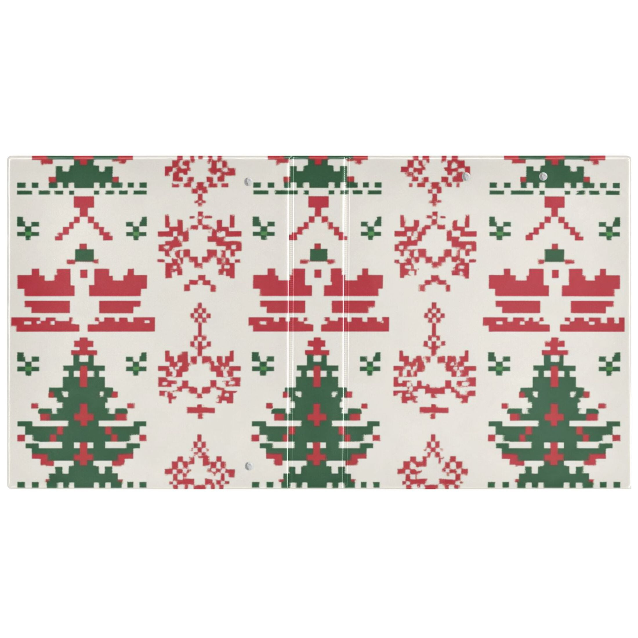 Christmas Pixel 3 Ring Binders 1.5 inch Hardcover File Folders with Interior Pockets A4 Size Organizer for School Office Hospital