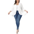 thumbnail image 2 of Agnes Orinda Women's Plus Size Cardigans Ruffle Open Front 3/4 Sleeve Eyelet Netted Knit Casual Cover Up 1X White, 2 of 4