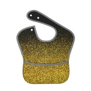 Bingfone Mess-Proof Baby Bib - Waterproof Bib For Baby Boy Or Girl With Food Catcher Pocket, Unisex-Gold Glitter Gradient