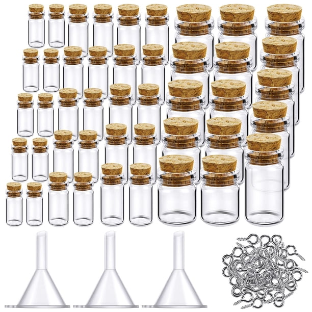 Botellas de vidrio Sherli, 45 unidades, pequeñas, con tapones de corcho, 0,5 a 10 ml