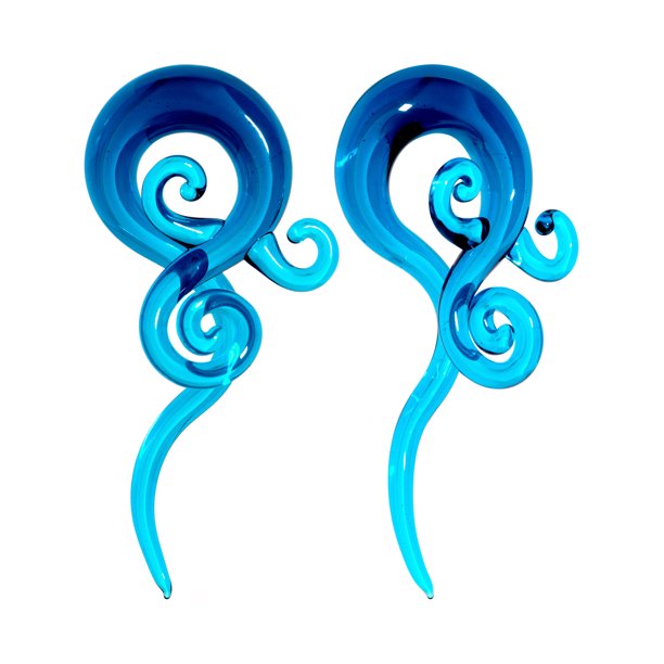 Body Candy Ear Gauges Stretching Kit Hangers for Stretched Ears Blue Glass Spiral Taper Set 7/16