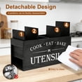 thumbnail image 2 of Extra Large Wooden Utensil Organizer with 4 Compartments, Farmhouse Spatula Holder for Kitchen Countertop, Sturdy Wood Crock,15.6" x 5.8" x 7",Black, 2 of 9