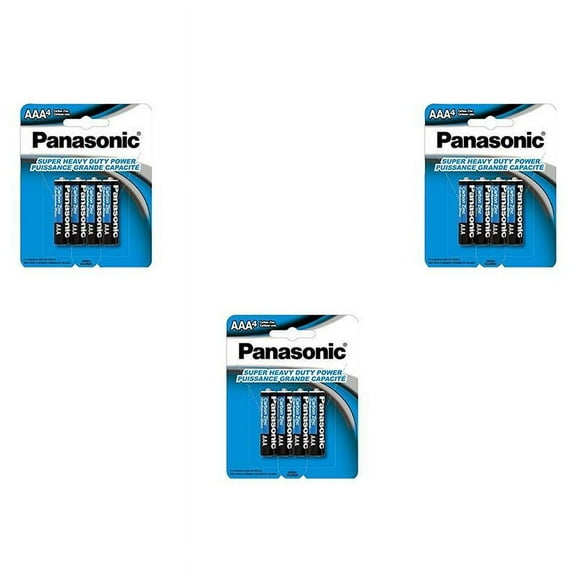 AAA Panasonic Heavy Duty Batteries (4 Card) (Pack of 3)