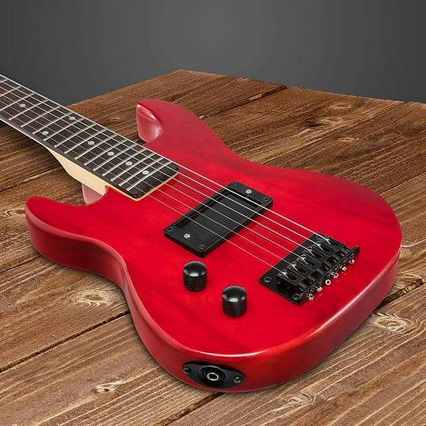 LyxPro Guitare électrique gaucher 36 pouces et kit pour enfants gauchers  avec guitare débutant 3/4, ampli, six cordes, deux médiators, bandoulière,  accordeur numérique à clip, câble et étui souple - Rouge 